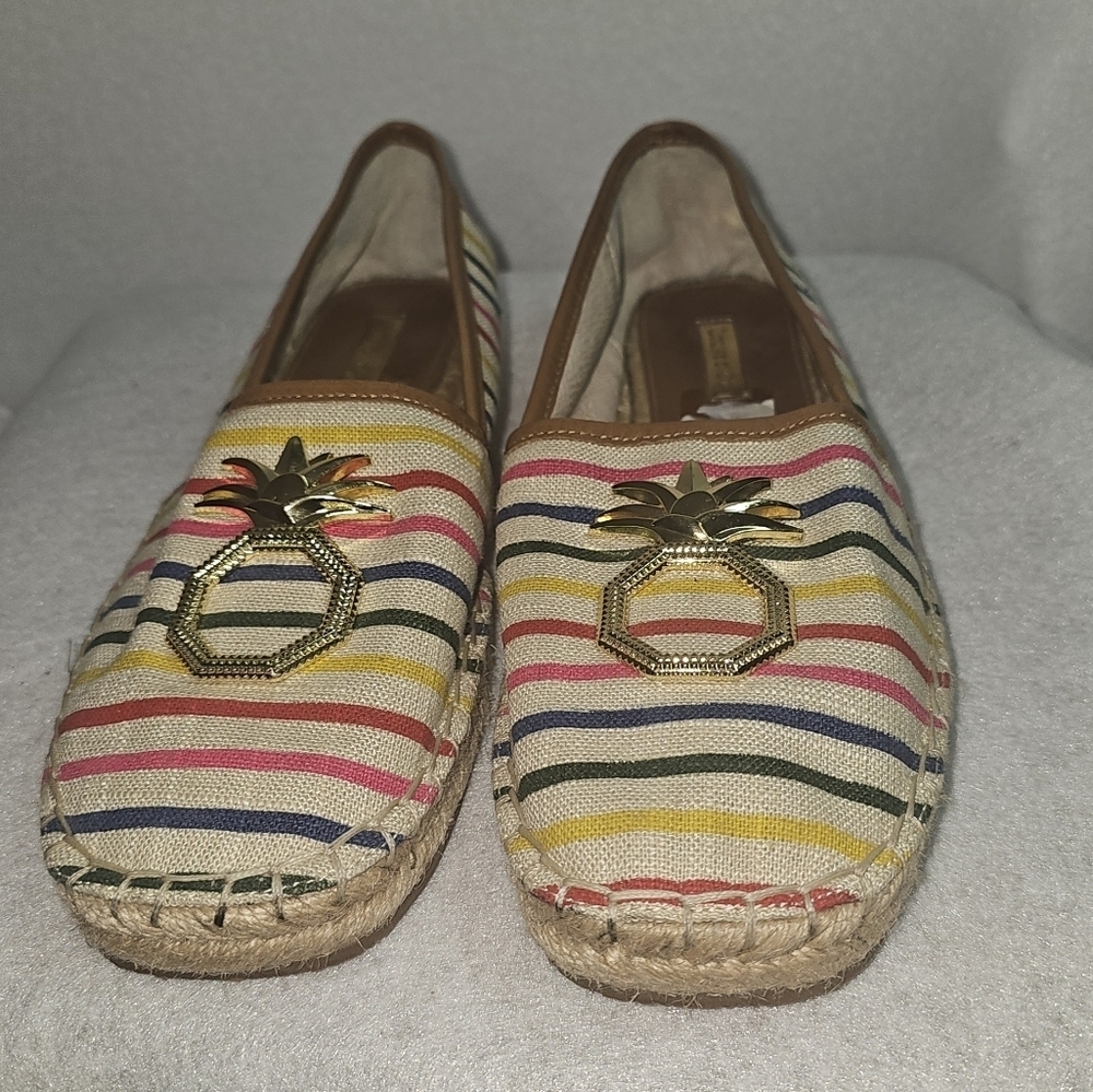 Louise Et Cie Womens Size 8.5M Adige Skimmer Flats Rainbow Stripe Pineapple